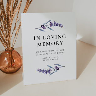 In Loving Memory Elegant Floral Lavender Pedestal Sign