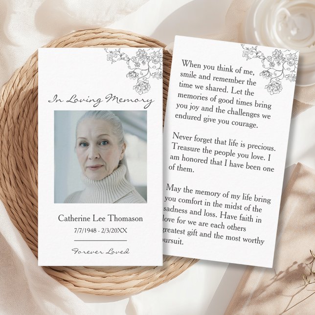 In Loving Memory Elegant Floral Photo Prayer Card (In Loving Memory Elegant Floral Photo Prayer Card
)
