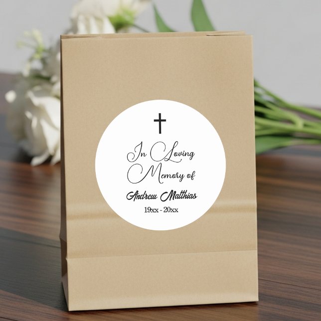 In Loving Memory Elegant Funeral Classic Round Sticker (Creator Uploaded)