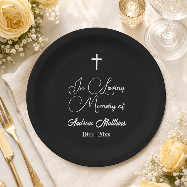 In Loving Memory Elegant Funeral Paper Plate (Creator Uploaded)