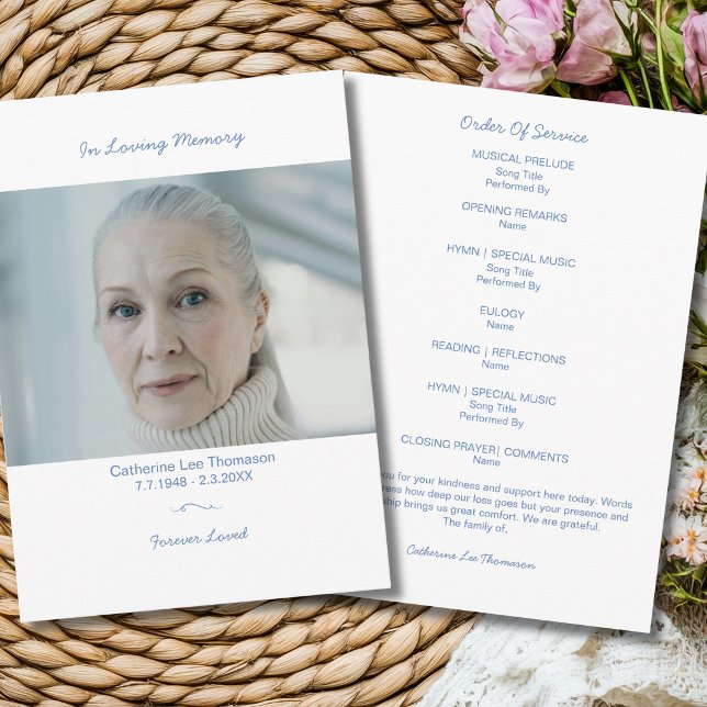 In Loving Memory Elegant Funeral Photo Program  Programme (Elegant Funeral Photo Order Of Service Program
)