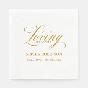 In Loving Memory Elegant Gold Script Funeral Napkin