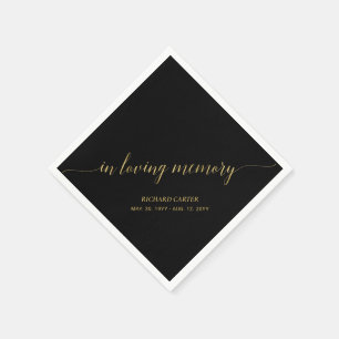 In Loving Memory Elegant Gold Script Memorial Na Napkin