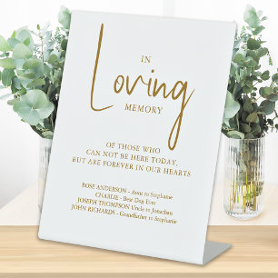 In Loving Memory Elegant Gold Wedding Memorial  Pedestal Sign