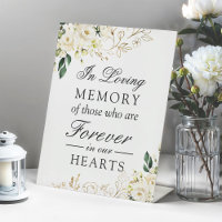 In Loving Memory Elegant Green White Rose Floral