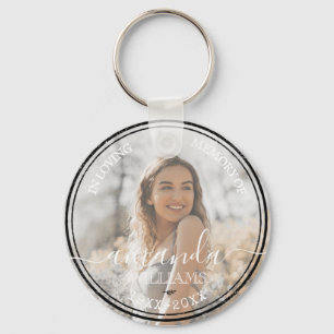 In Loving Memory Elegant Memorial Name, Photo Key Ring