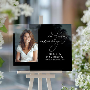 In Loving Memory Elegant Modern Funeral Photo Acrylic Sign