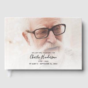 In Loving Memory Elegant Script 2-Photo Guest Book