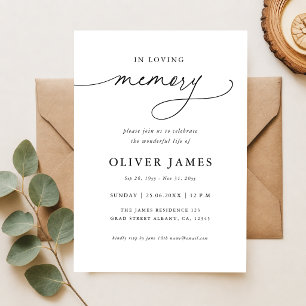 In Loving Memory Elegant Script Funeral Invitation