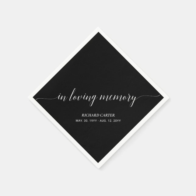 In Loving Memory | Elegant Script Memorial Funeral Napkin (Corner)