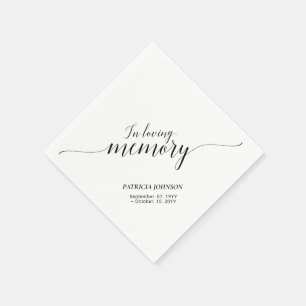 In Loving Memory Elegant Script Memorial Funeral Napkin