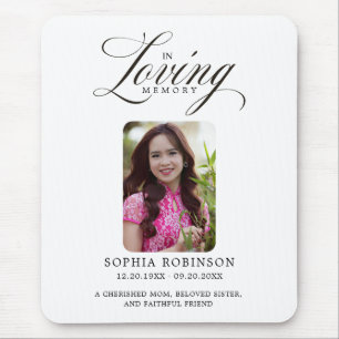 In Loving Memory Elegant Script Memorial Mouse Mat