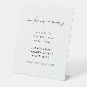 In Loving Memory Elegant Script Names Wedding Pedestal Sign