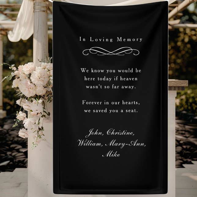 "In Loving Memory" Elegant Wedding Memorial Black Banner ("In Loving Memory" Elegant Wedding Memorial Black Banner)