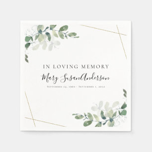 In Loving Memory Eucalyptus Funeral Memorial Wake  Napkin