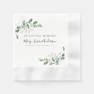 In Loving Memory Eucalyptus Funeral Memorial Wake  Napkin