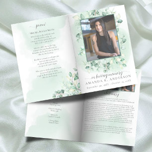 In Loving Memory Eucalyptus Greenery Bi-Fold Programme