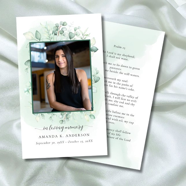 In Loving Memory Eucalyptus Greenery Prayer Card (Creator Uploaded)