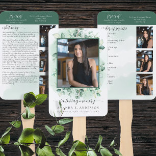 In Loving Memory Eucalyptus Greenery Services Hand Fan