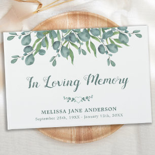 In Loving Memory Eucalyptus Memorial Funeral Guest Book