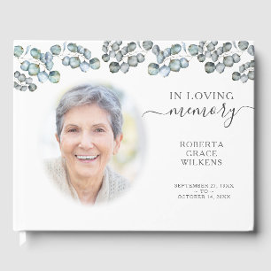 In Loving Memory Eucalyptus Script Photo Guest Boo Book