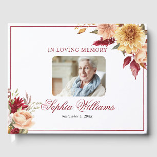 In Loving Memory Fall Flowers Funeral Guest Book
