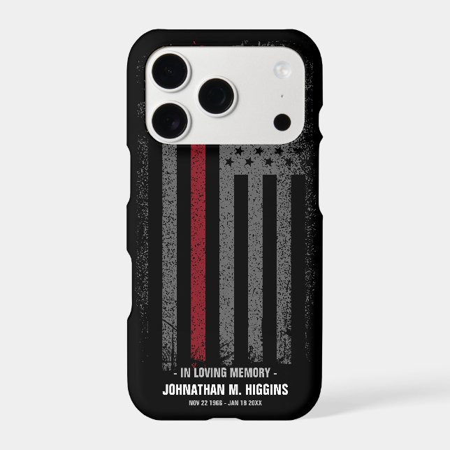 In Loving Memory FireFighter Thin Red Line Flag (Back)