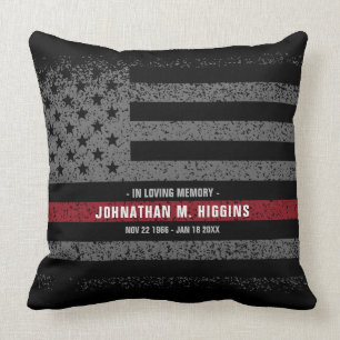 In Loving Memory FireFighter Thin Red Line Pillow