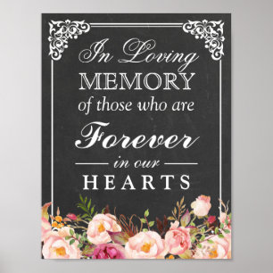 In Loving Memory Floral Chalkboard Wedding Sign