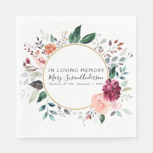 In Loving Memory Floral Funeral Memorial Wake Napkin