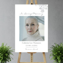 In Loving Memory Floral Funeral Photo Sign