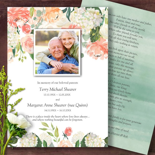 In Loving Memory Floral Funeral Thank You Card (Sympathy floral Celebration of Life, In Loving Memory, Forever in our Hearts Funeral thank you cards)