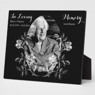 In Loving Memory Floral Memorial Custom Photo Plaque