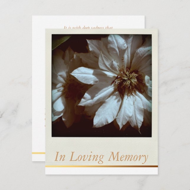 In Loving Memory Floral Memorial Funeral Service Invitation (Front/Back)