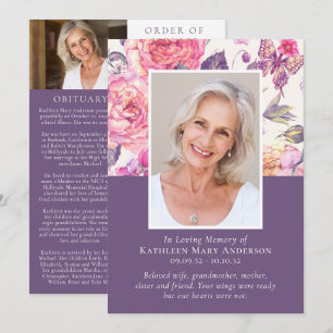 In Loving Memory Floral Photo Memorial Service  Programme