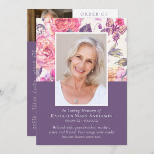 In Loving Memory Floral Photo Memorial Service  Programme
