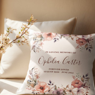 In Loving Memory Floral Watercolor Custom Name Cushion