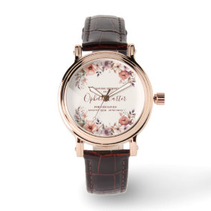 In Loving Memory Floral Watercolor Custom Name Watch
