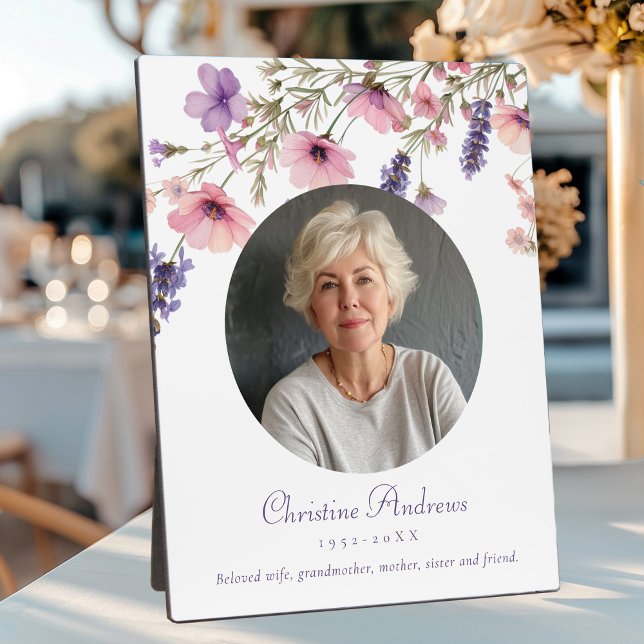 "In Loving Memory" Flower Photo Funeral Memorial  Plaque (Creator Uploaded)