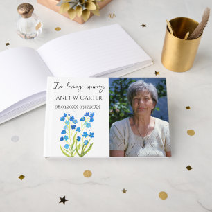 In Loving Memory Forget Me Not Floral Funeral Guest Book