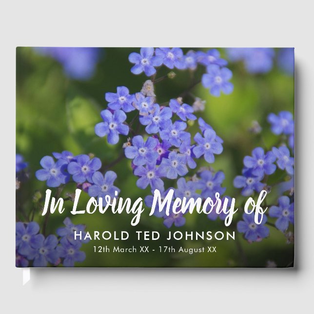 In Loving Memory | Forget-Me-Not Funeral Memorial Guest Book (Front)