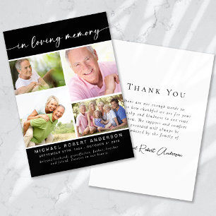 In Loving Memory Four Photo Collage Funeral Thank You Card