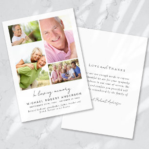 In Loving Memory Four Photo Collage Funeral Thank You Card