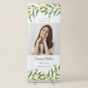 In Loving Memory Funeral Memorial Greenery Photo Retractable Banner
