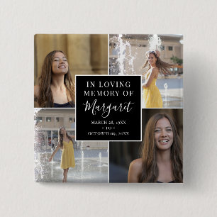 In Loving Memory Funeral Memorial Photo Collage 15 Cm Square Badge