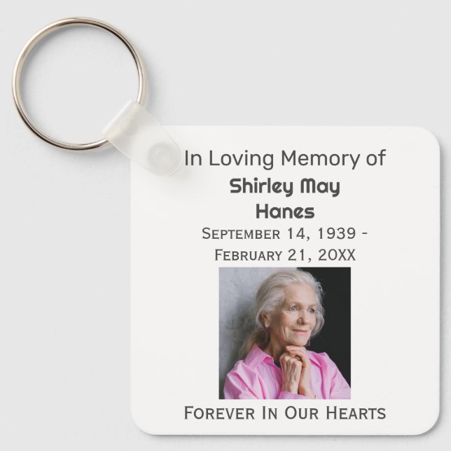 In Loving Memory Funeral Memorial Photo  Key Ring (Front)