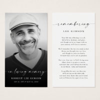 In Loving Memory Funeral Memorial Prayer Card