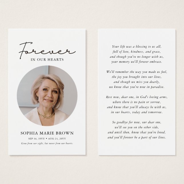 In Loving Memory Funeral Memorial Prayer Card (Front & Back)