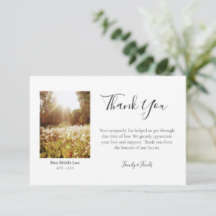 In Loving Memory Funeral Photo Thank You Card
