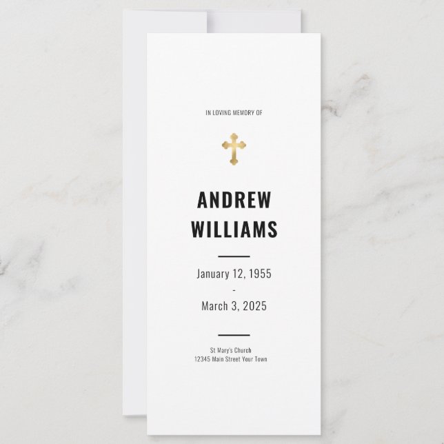 In Loving Memory Funeral Program Black White Invitation (Front)
